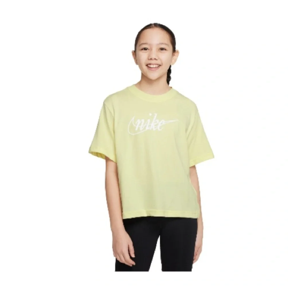 NIKE GIRLS DRI-FIT CHECK LOGO TRAINING T-SHIRT L (14/16)US